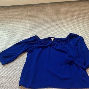 J Crew Royal Blue Off The Shoulder Top — SIZE SMALL!